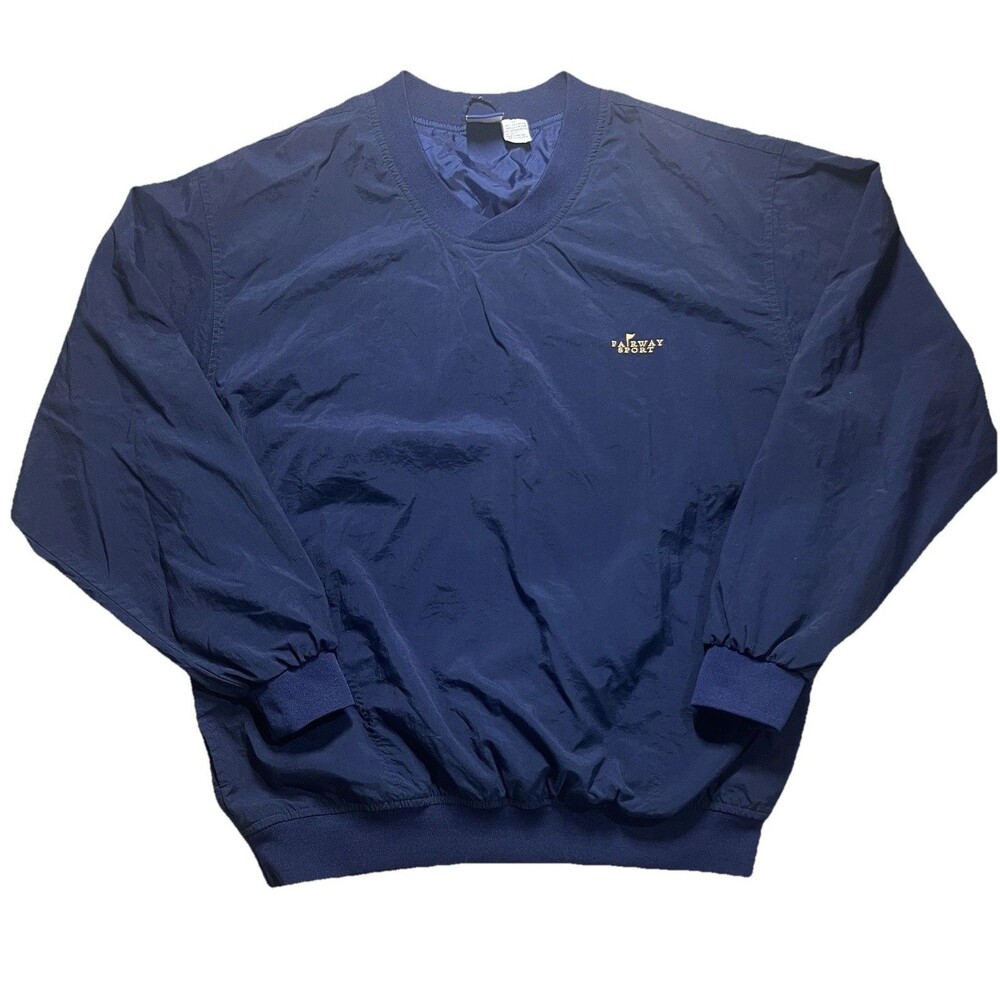 Vintage Croft & Barrow Golf Windbreaker XL Navy Blue V-Neck Pullover 90s Shell